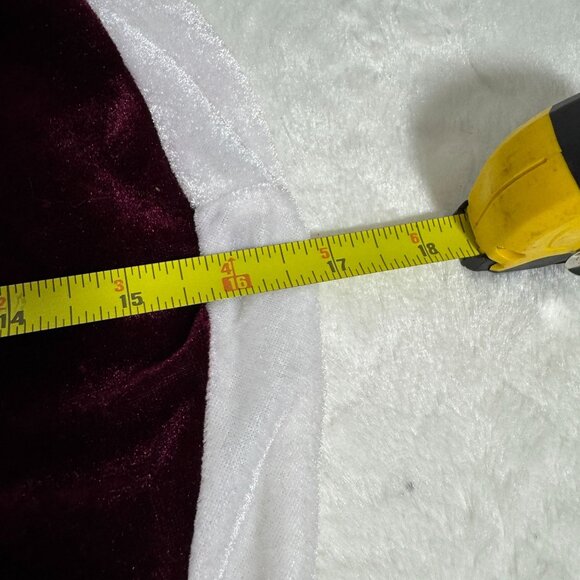 Miniature Christmas Tree Skirt  Burgundy & White Velvet With Hook & Loop Closure - Picture 5 of 6